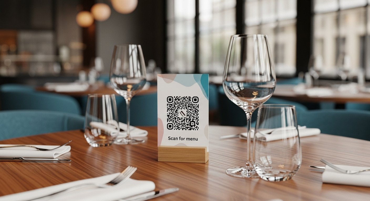 Un código QR en la mesa de un restaurante, un uso que se popularizó masivamente durante la pandemia para ofrecer menús sin contacto.