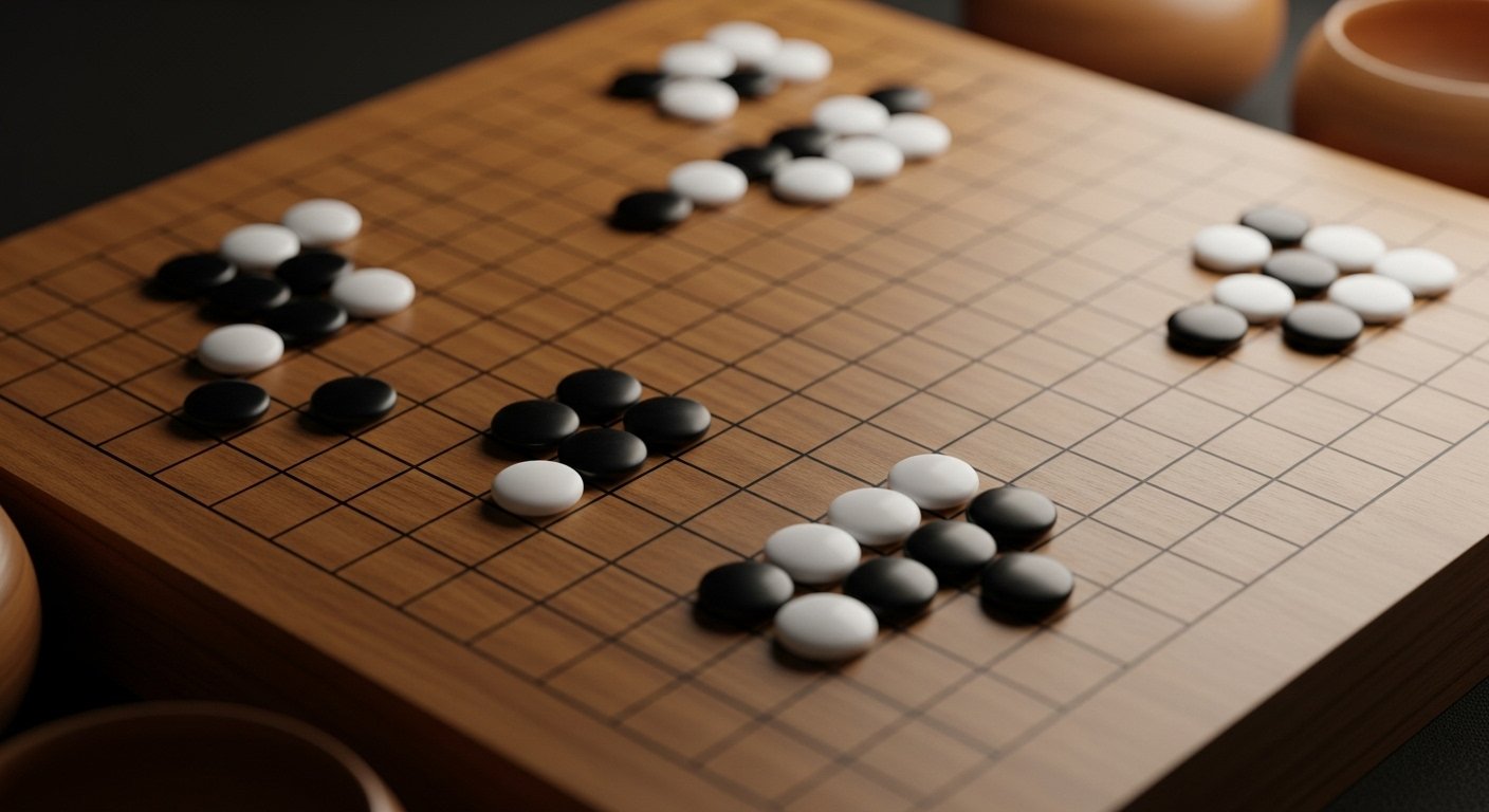 El tablero del juego de Go, cuya disposición de fichas inspiró la solución para la lectura rápida y omnidireccional del código QR.